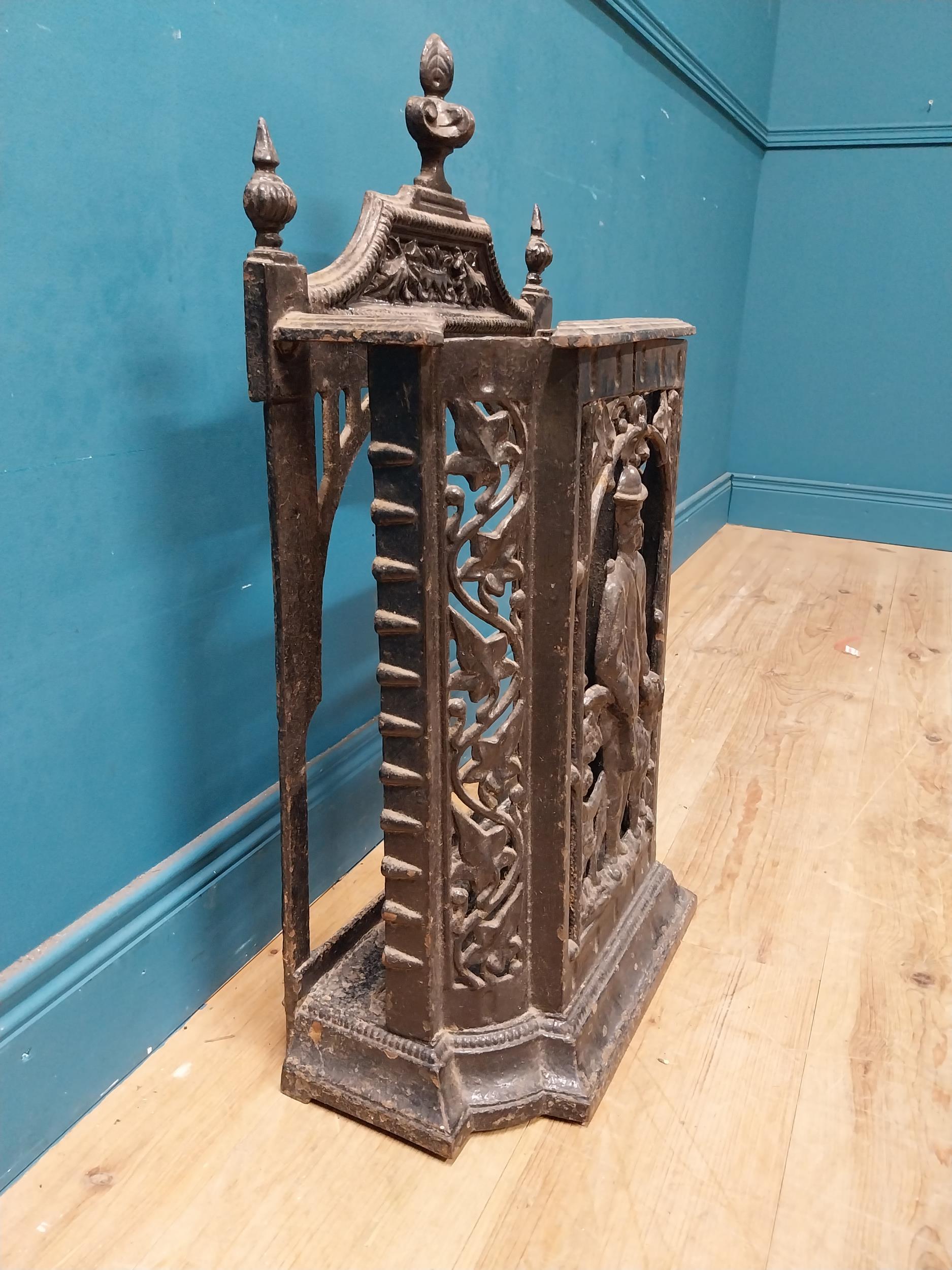 Decorative 19th C. cast iron stick stand {77 cm H x 46 cm W x 24 cm D}. - Image 5 of 6