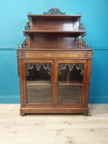 Good quality William IV mahogany side cabinet with one long drawer over two glazed doors {160 cm H x