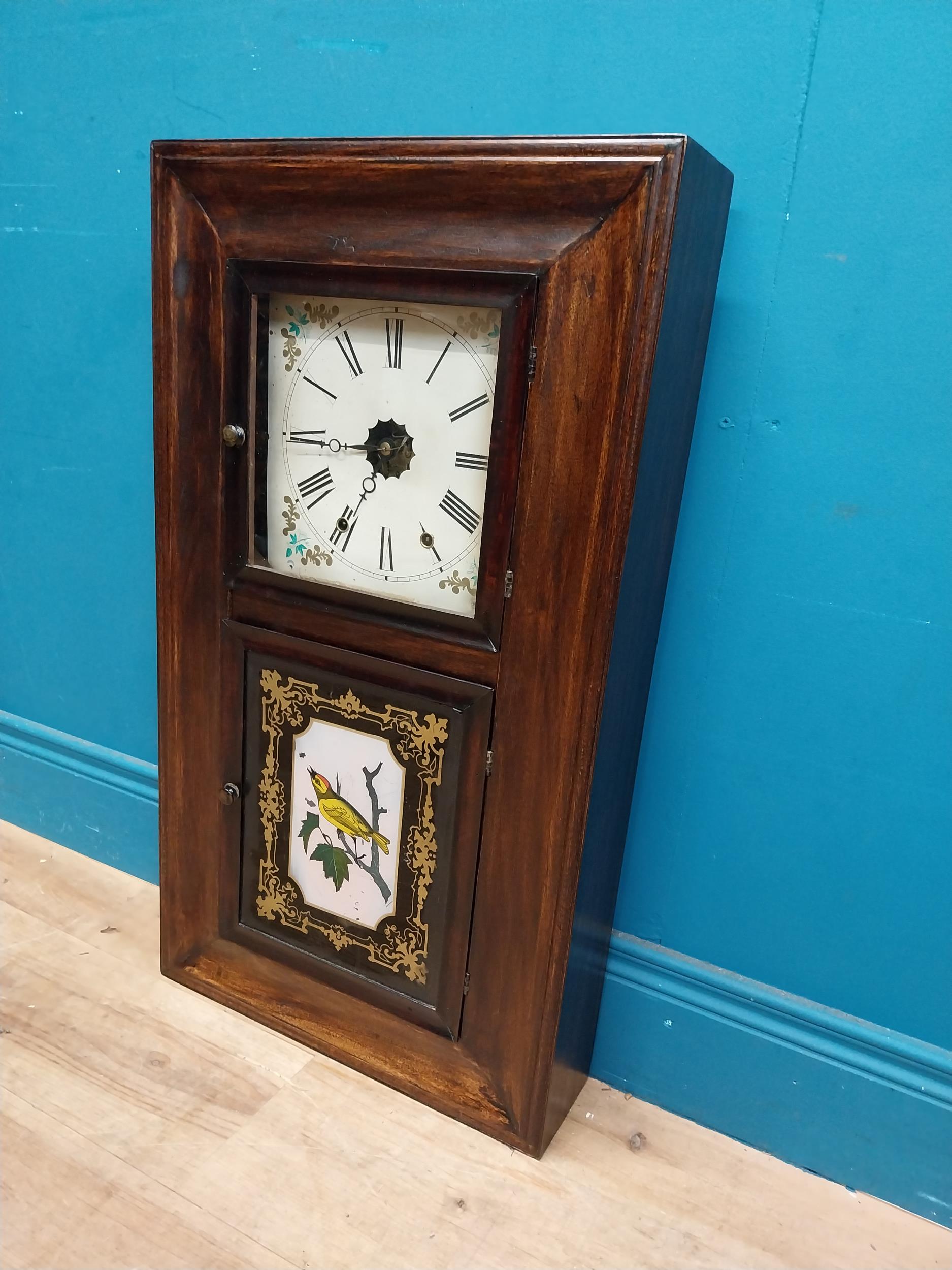 Early 20th C. mahogany wall clock {77 cm H x 43 cm W x 13 cm D}. - Image 4 of 7