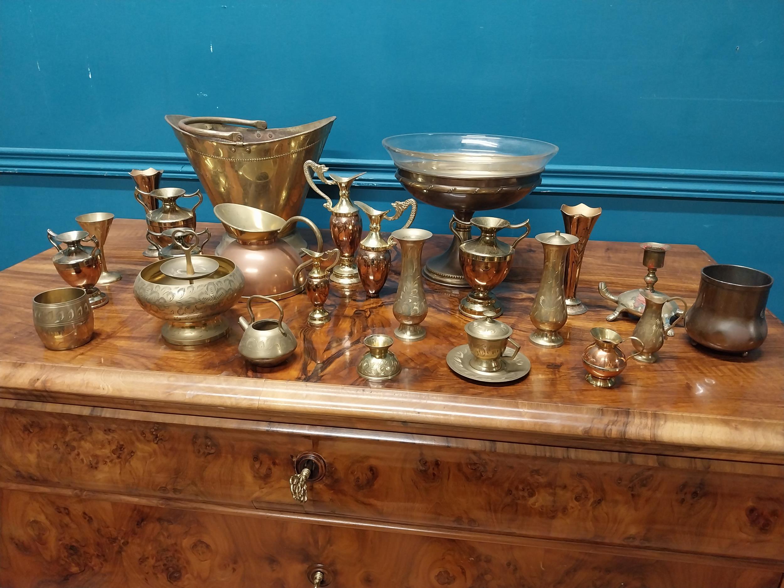 Large collection of 1950's brass including vases, bowls etc. - Image 2 of 9