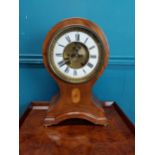 Edwardian mahogany mantle clock. {44 cm H x 22 cm W x 21 cm D}.