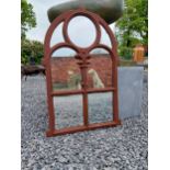 Cast iron garden mirror {73 cm H x 50 cm W}.