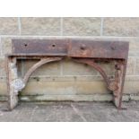 Pair of large heavy cast iron brackets {H 60cm x W 16cm x D 72cm }. (NOT AVAILABLE TO VIEW IN