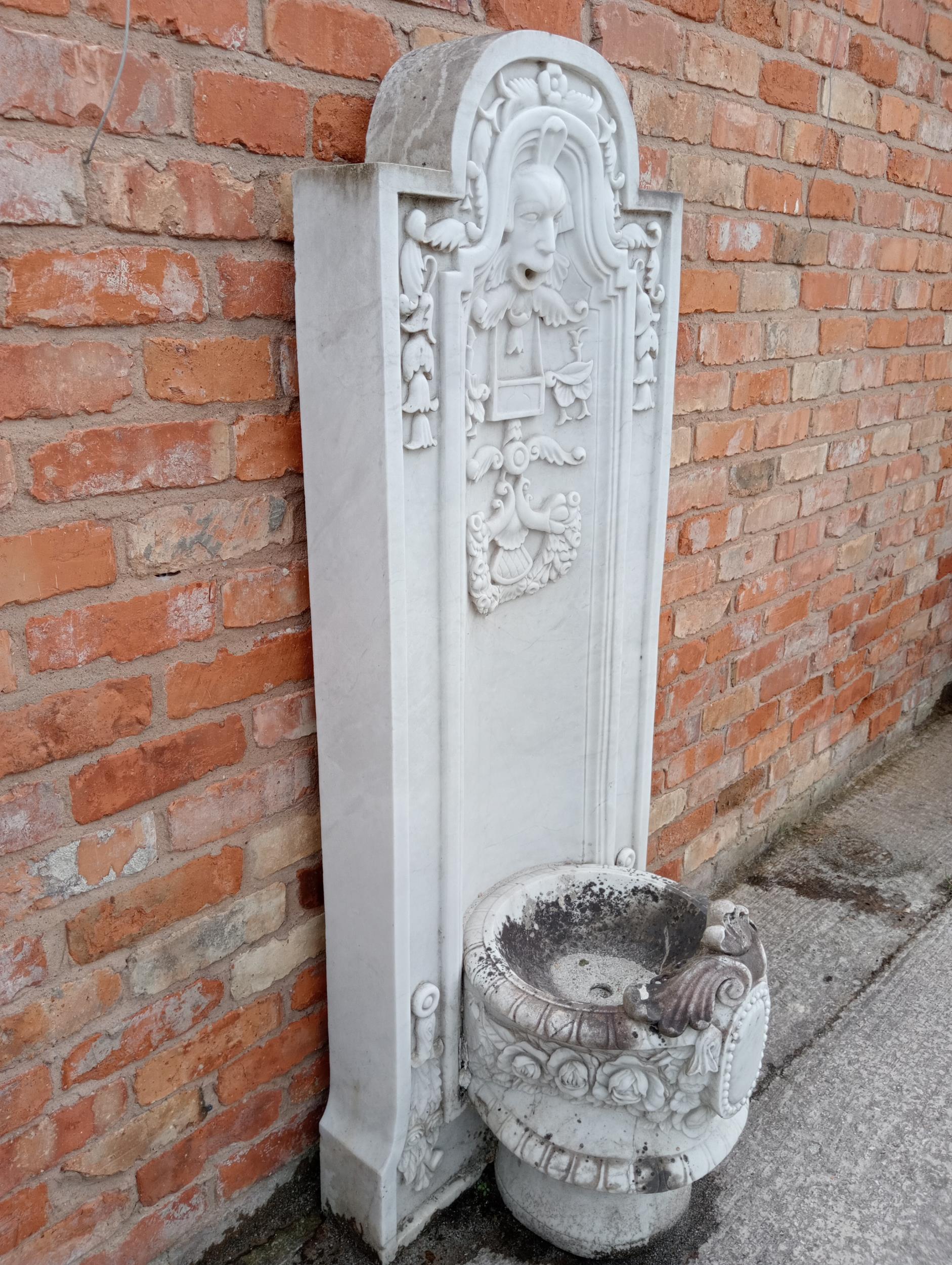 Decorative marble wall water fountain {H 160cm x W 60cm x D 50cm }. (NOT AVAILABLE TO VIEW IN - Image 2 of 4