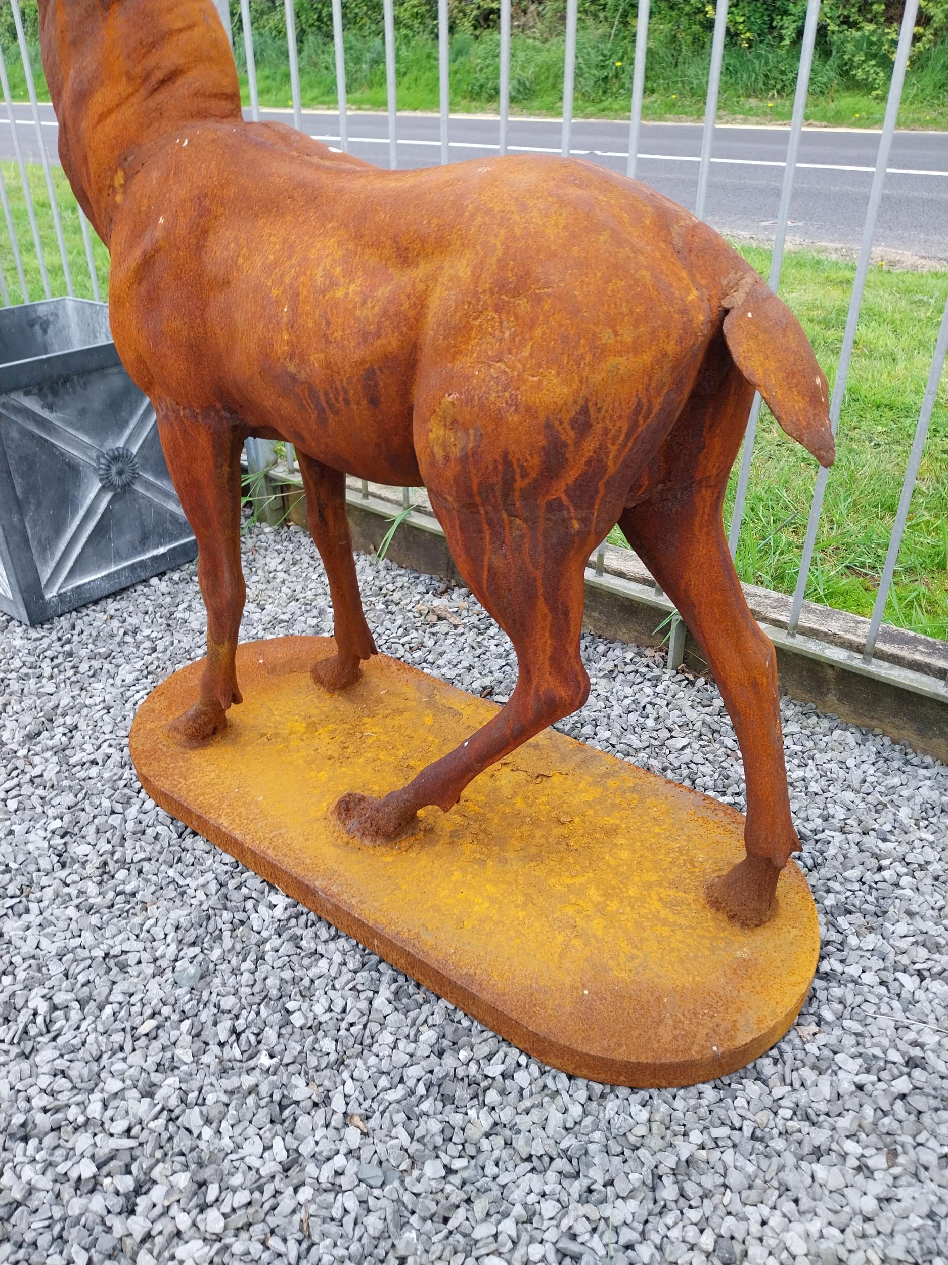Good quality French cast iron statue of a Stag mounted on platform base {145 cm H x 110 cm W X 66 cm - Image 4 of 5