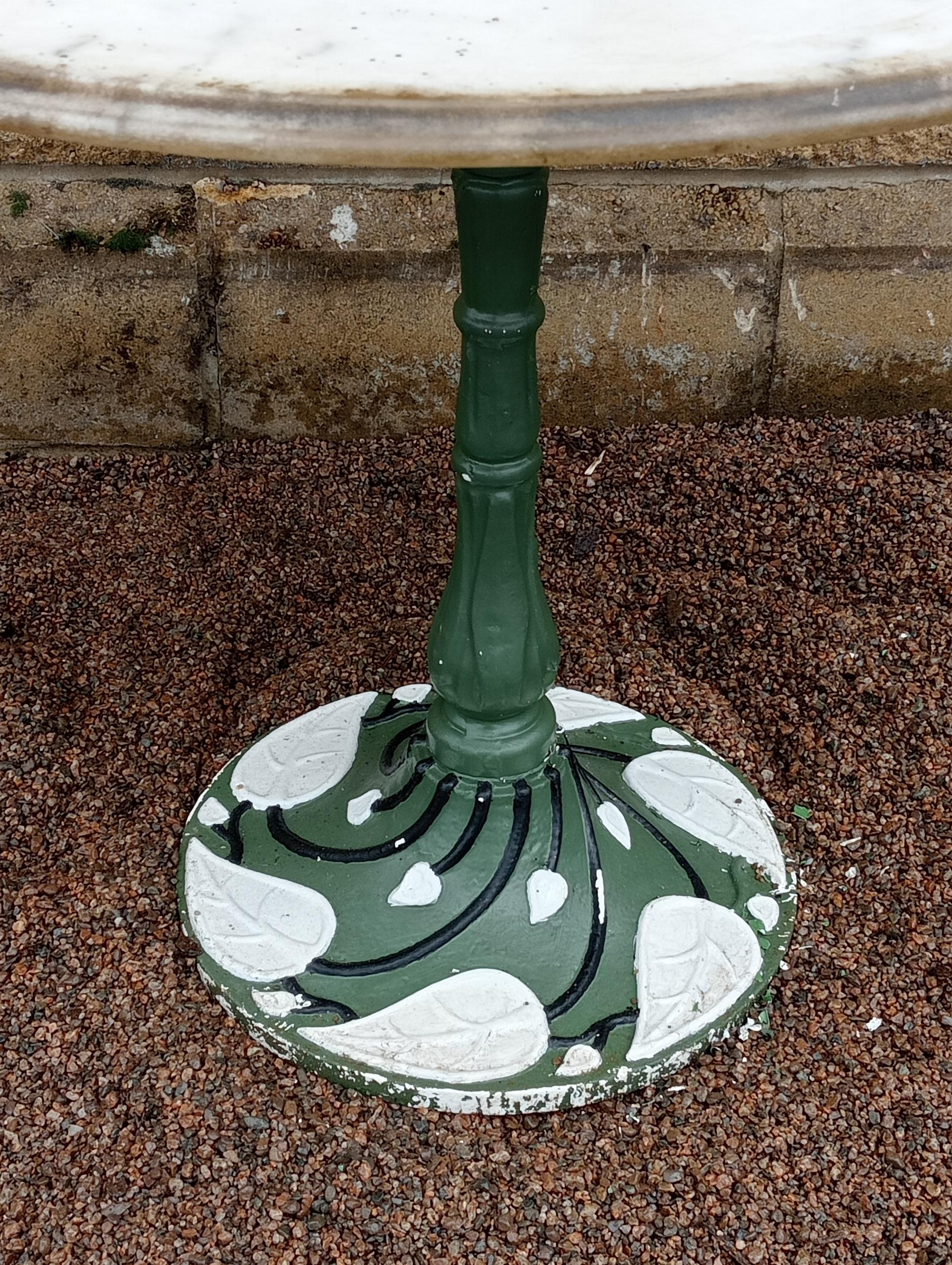 Cast iron lily of the valley circular garden table with marble top {H 72cm x Dia 90cm }. (NOT - Image 3 of 3