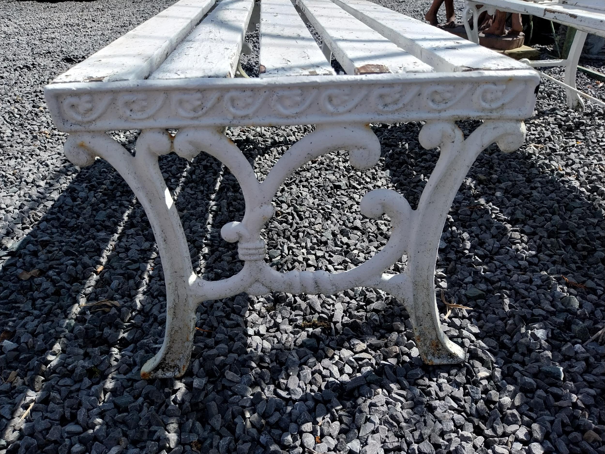 Cast iron garden bench with wooden slats and matching coffee table {Bench 67 cm H x 155 cm W x 55 cm - Image 11 of 11