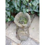 Composition stone planter in the form of a boot {H 24cm x W 22cm x D 34cm }. (NOT AVAILABLE TO