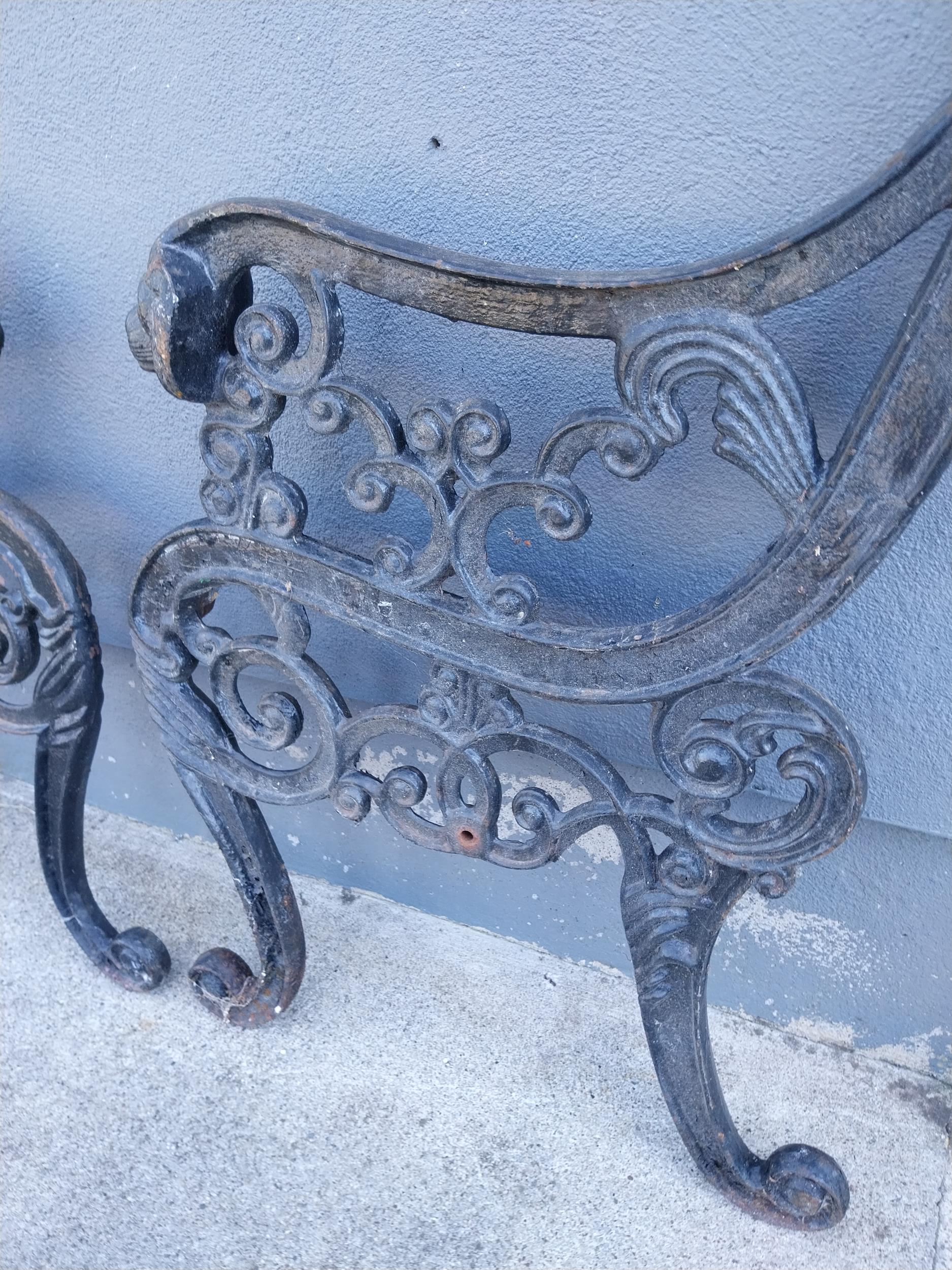 Pair of decorative cast iron seat ends {74 cm H x 66 cm W}. - Image 2 of 3