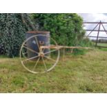 19th C. wrought iron gardeners water barrel {76 cm H x 79 cm W x 166 cm D}.