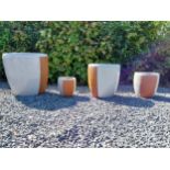 Set of four glazed terracotta plant pots {50 cm H x 48 cm Dia, 41 cm H x 38 cm Dia, 30 cm H x 28