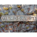 Cast iron Street sign Herbert St {H 18cm x W 101cm}. (NOT AVAILABLE TO VIEW IN PERSON)