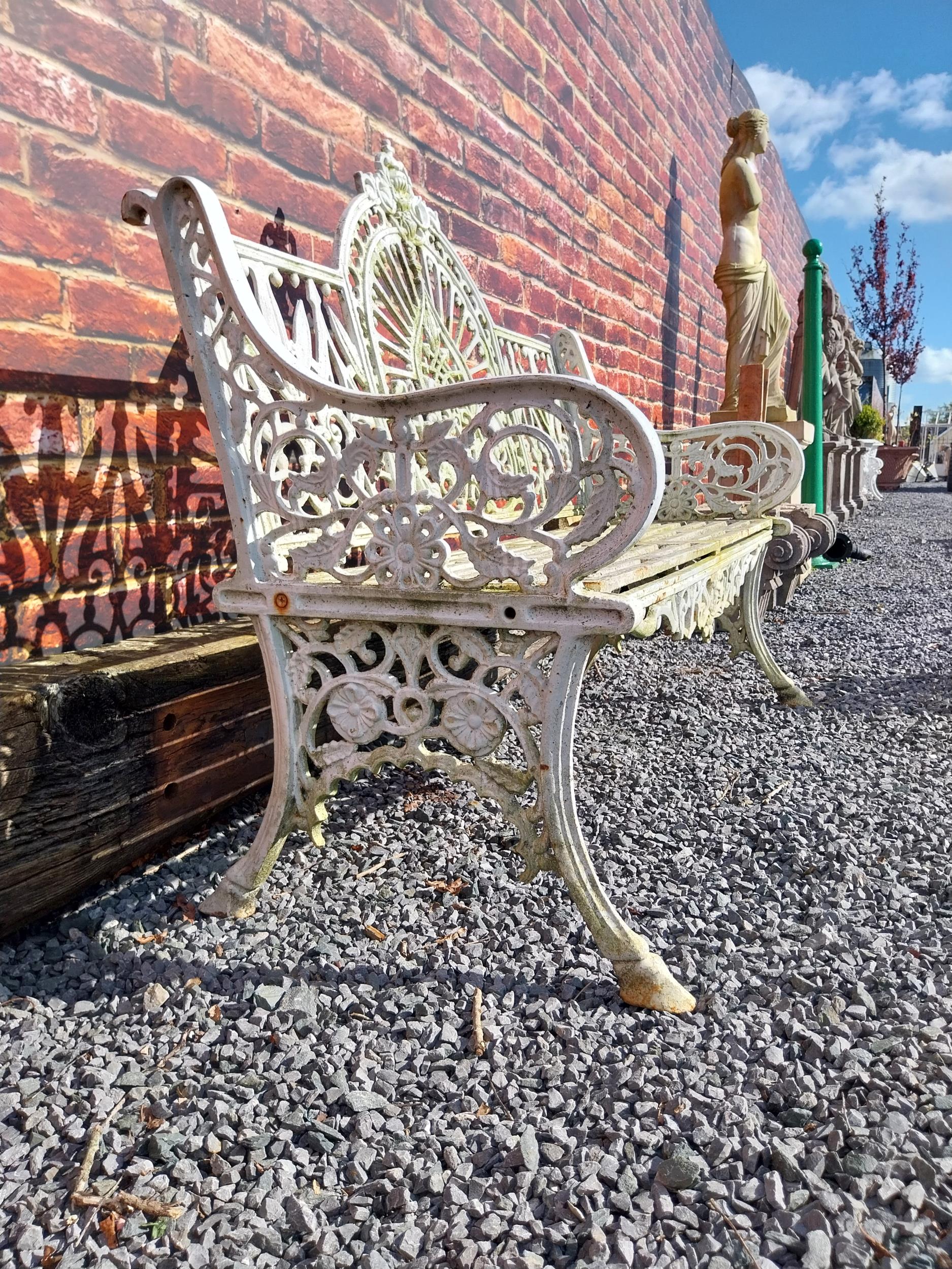 Good quality Pierce Wexford cast iron garden bench {108 cm H x 132 cm W x 65 cm D}. - Image 5 of 10