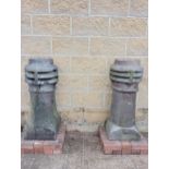 Pair of salt glazed louvre chimney pots {H 90cm x W 36cm x D 36cm }. (NOT AVAILABLE TO VIEW IN