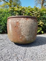 Rare large 19th C. cast iron famine pot {93 cm H x 132 cm W x 104 cm D}.