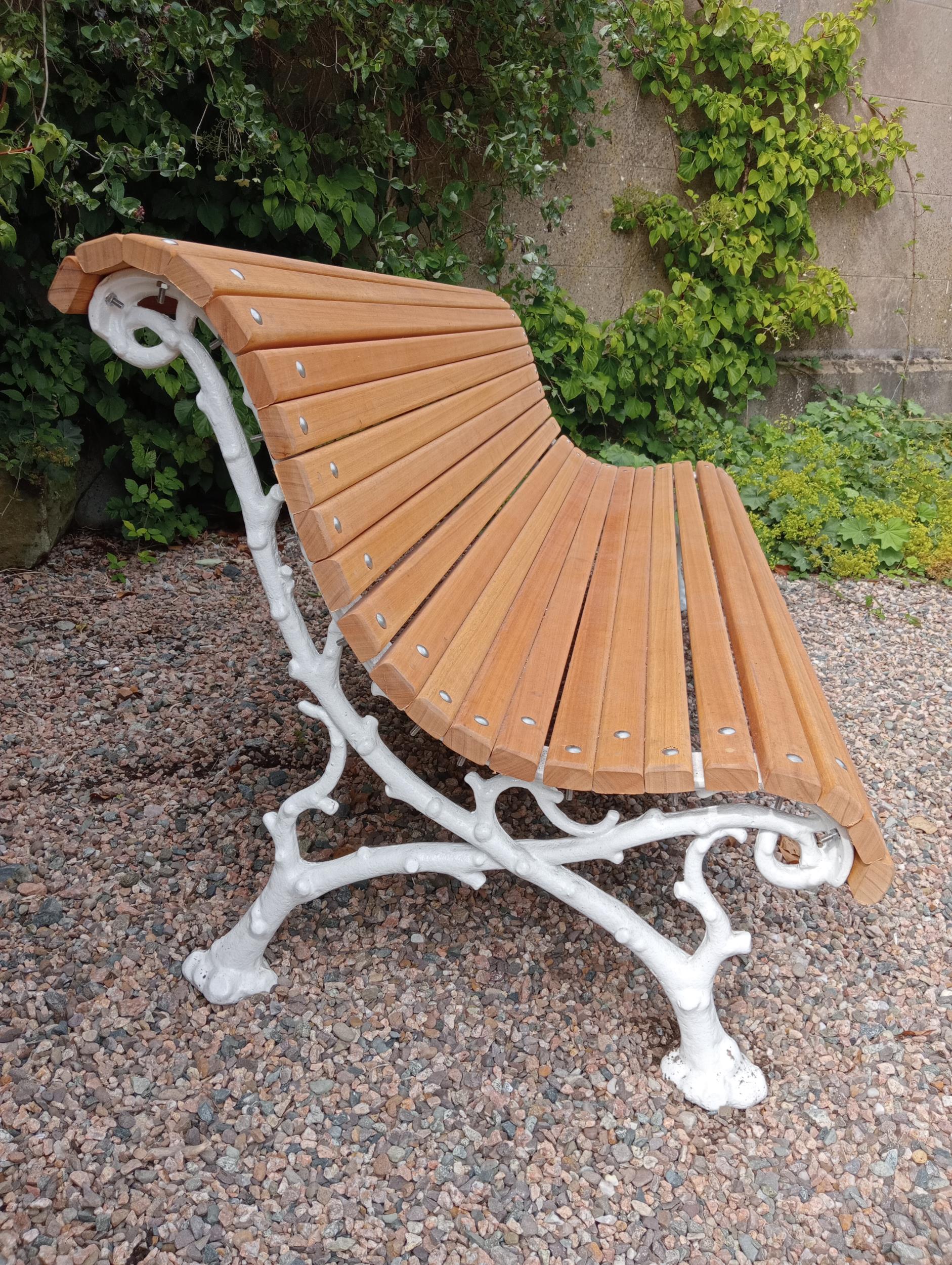 Cast iron and wooden rolltop garden bench {H 75cm x W 180cm x D 70cm }. (NOT AVAILABLE TO VIEW IN - Image 2 of 5