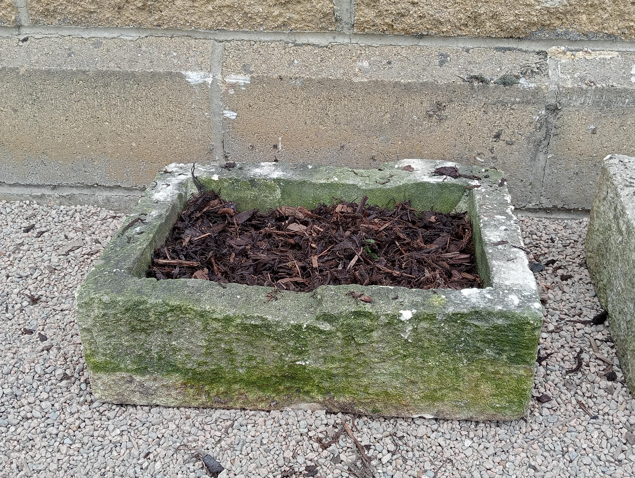 Pair of stone troughs {H 14cm x W 45cm x D 36cm }. (NOT AVAILABLE TO VIEW IN PERSON) - Image 2 of 4