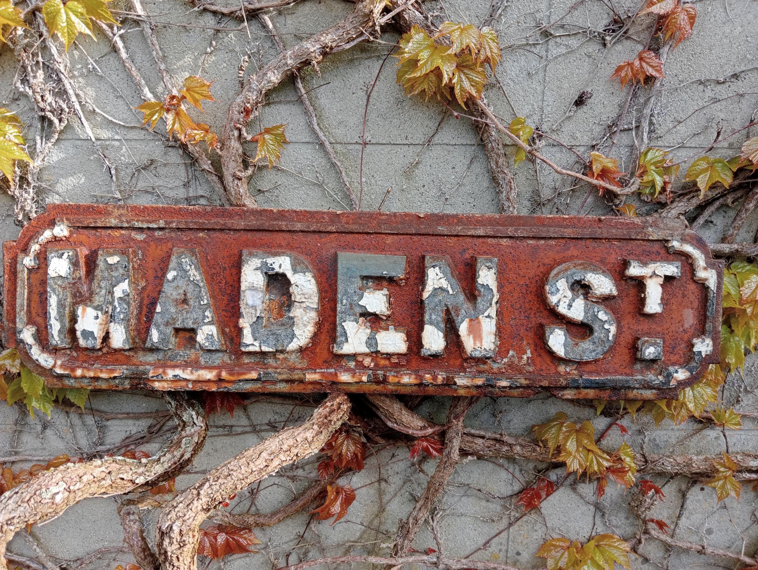 Cast iron Street sign Maden St {H 18cm x W 70CM }. (NOT AVAILABLE TO VIEW IN PERSON) - Image 2 of 2