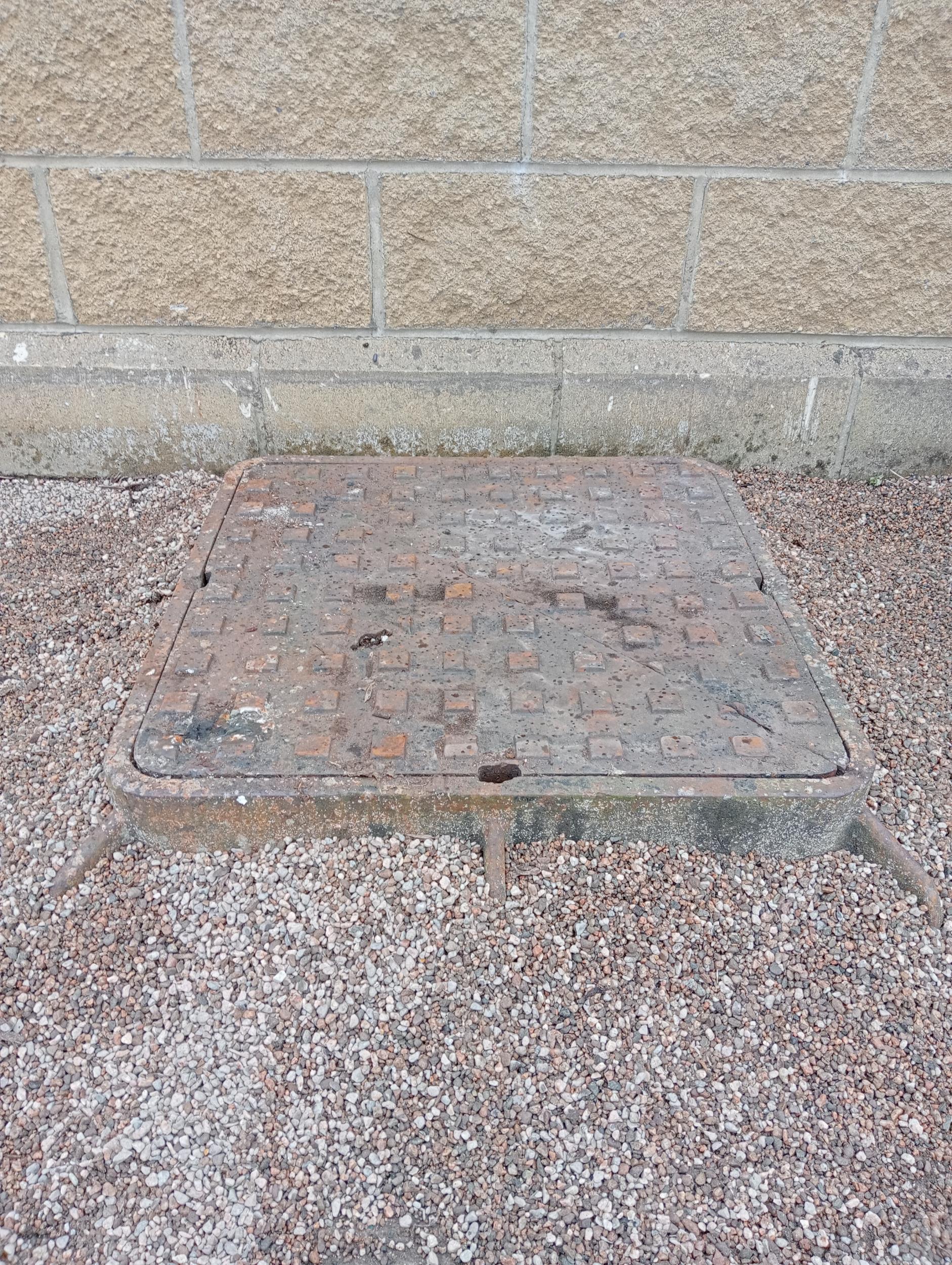 Large cast iron manhole {H 15cm x 70 x 70}. (NOT AVAILABLE TO VIEW IN PERSON)