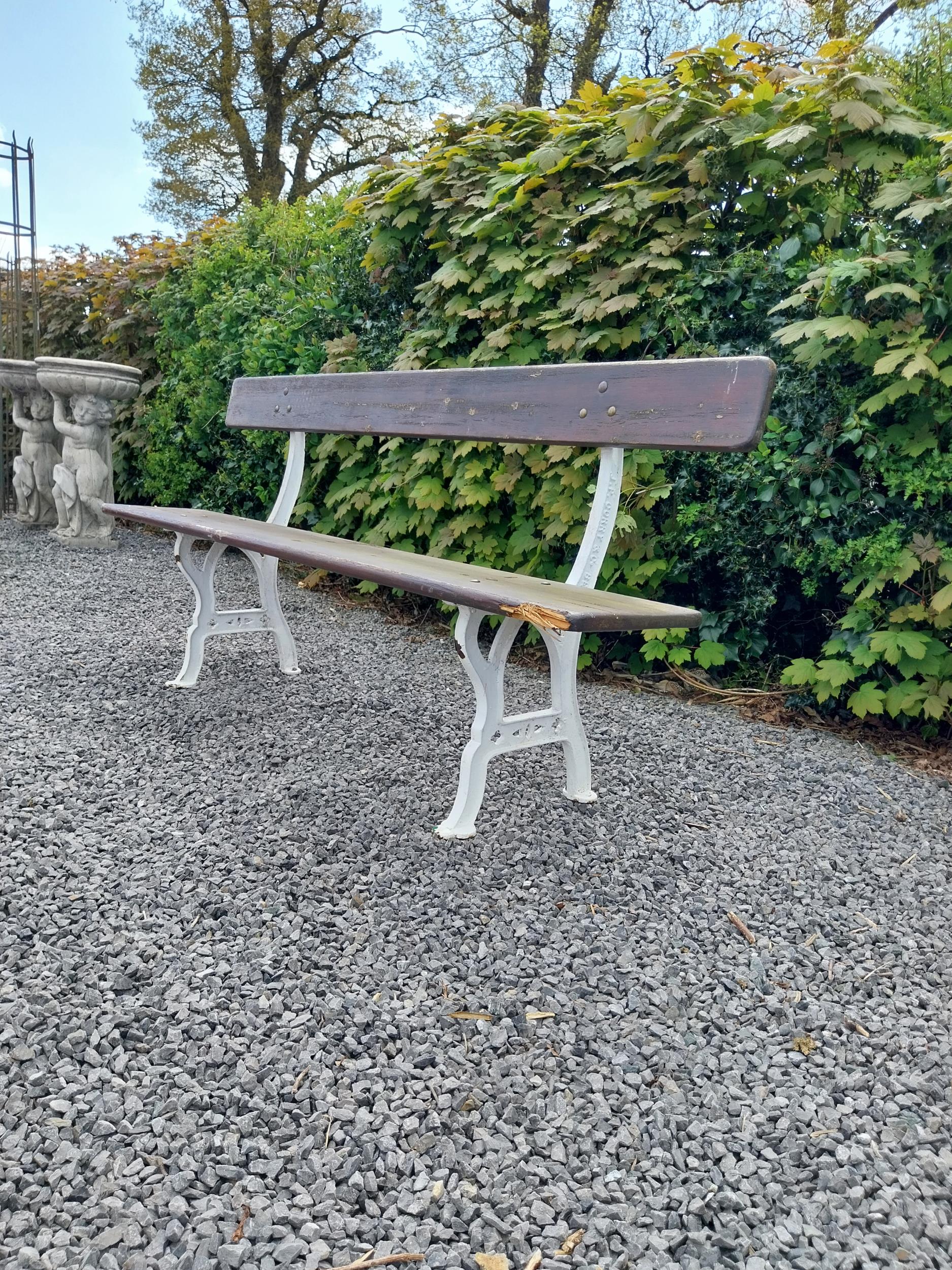 19th C. cast iron and wooden railway - garden bench J P Curry Belfast - Image 5 of 6