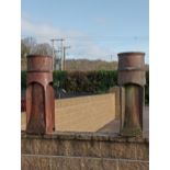 Pair of terracotta salt glazed chimney pots {H 106cm x W 28cm x D28cm }. (NOT AVAILABLE TO VIEW IN