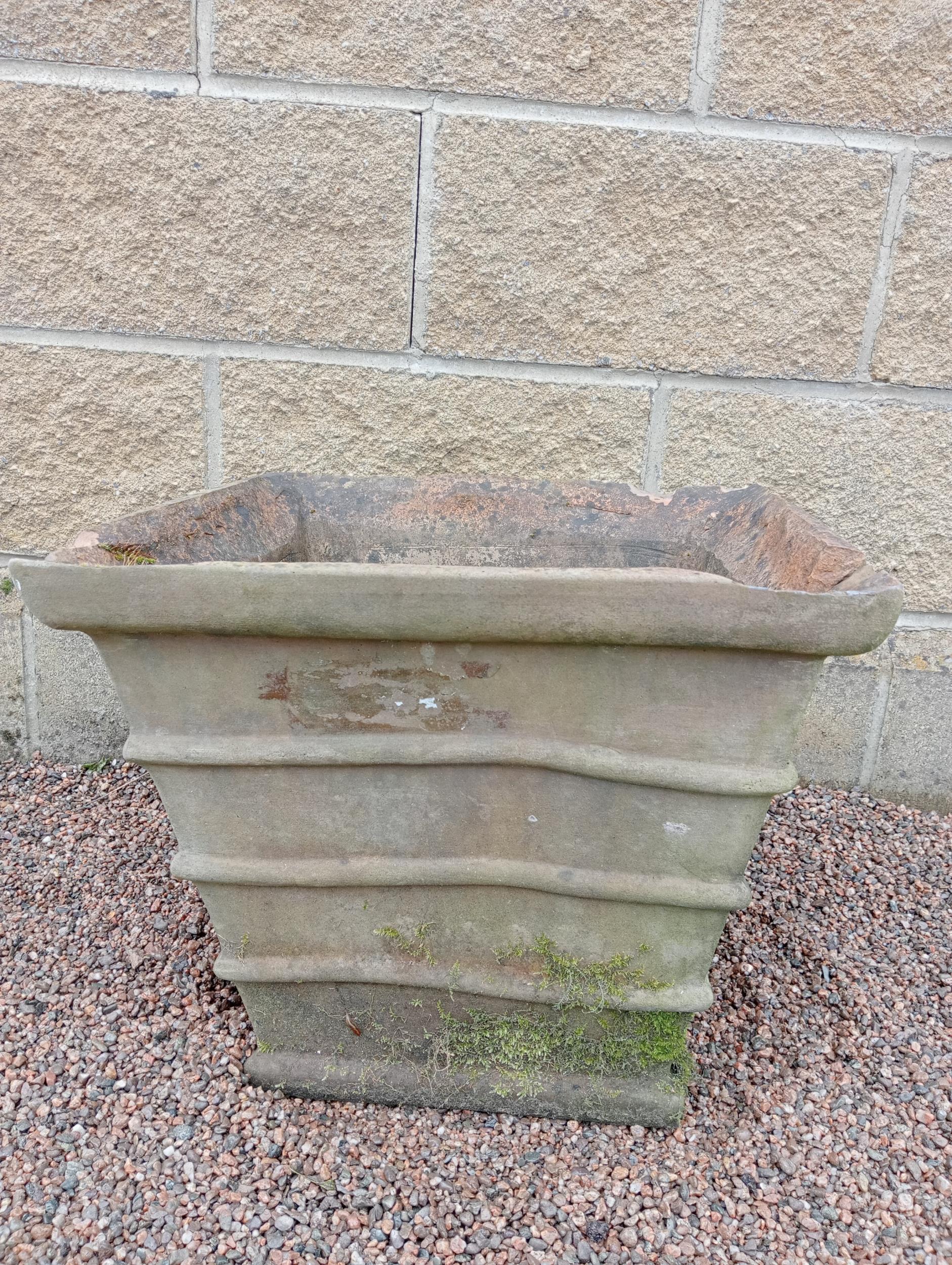 Terracotta square planter {H 45cm x W 40cm x D 40cm }. (NOT AVAILABLE TO VIEW IN PERSON)