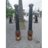 Pair of good quality cast iron bollards in the Victorian style {130 cm H x 20 cm Dia.}.