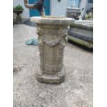 Good quality bronze sundial raised on moulded stone pedestal decorated with lions mask {78 cm H x 48