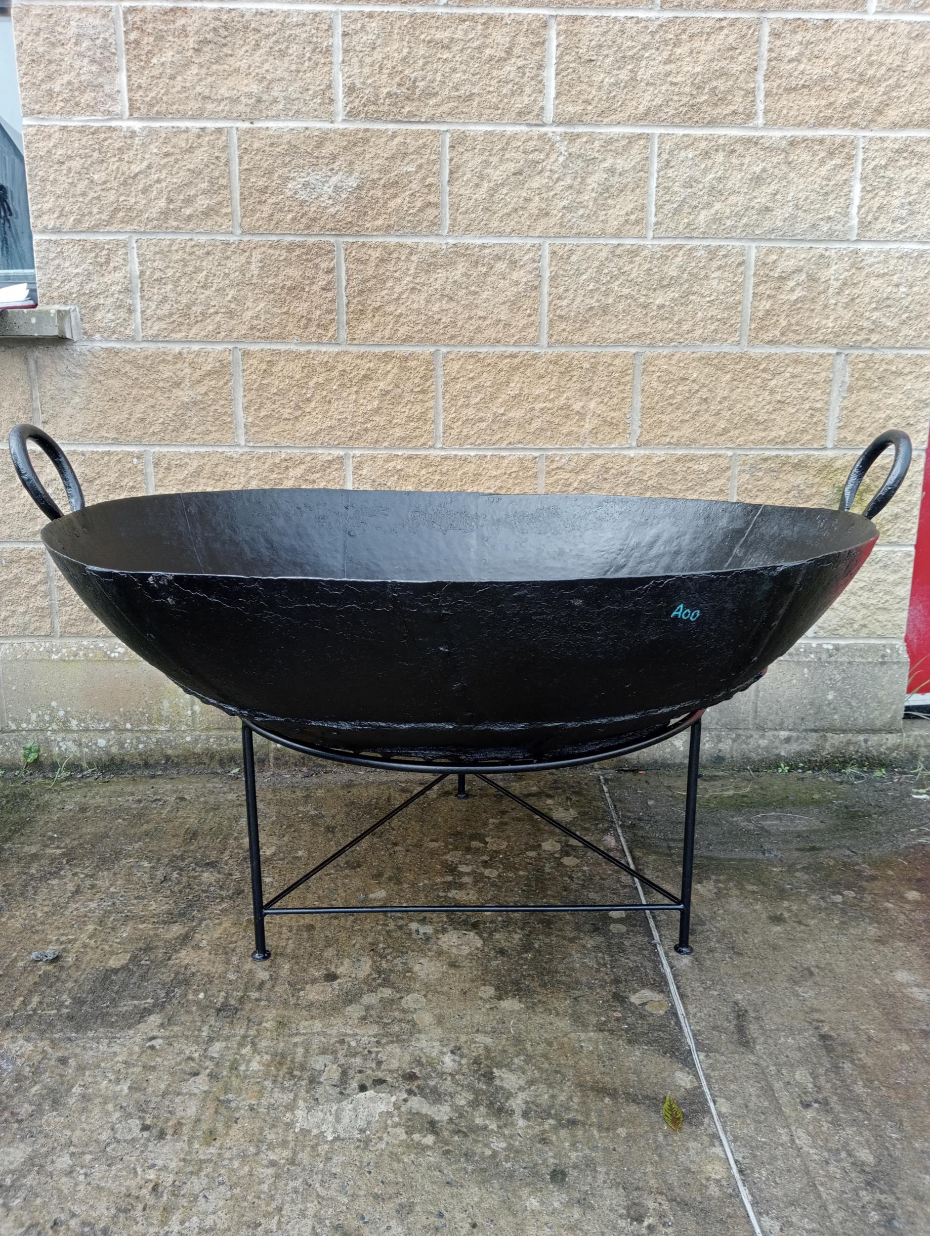 Large steel fire pit {H 86cm x Dia 130cm }. (NOT AVAILABLE TO VIEW IN PERSON)