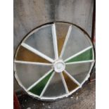 Iron wagon wheel window {Dia 112cm x D 7cm }. (NOT AVAILABLE TO VIEW IN PERSON)