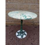 Cast iron lily of the valley circular garden table with marble top {H 72cm x Dia 75cm }. (NOT