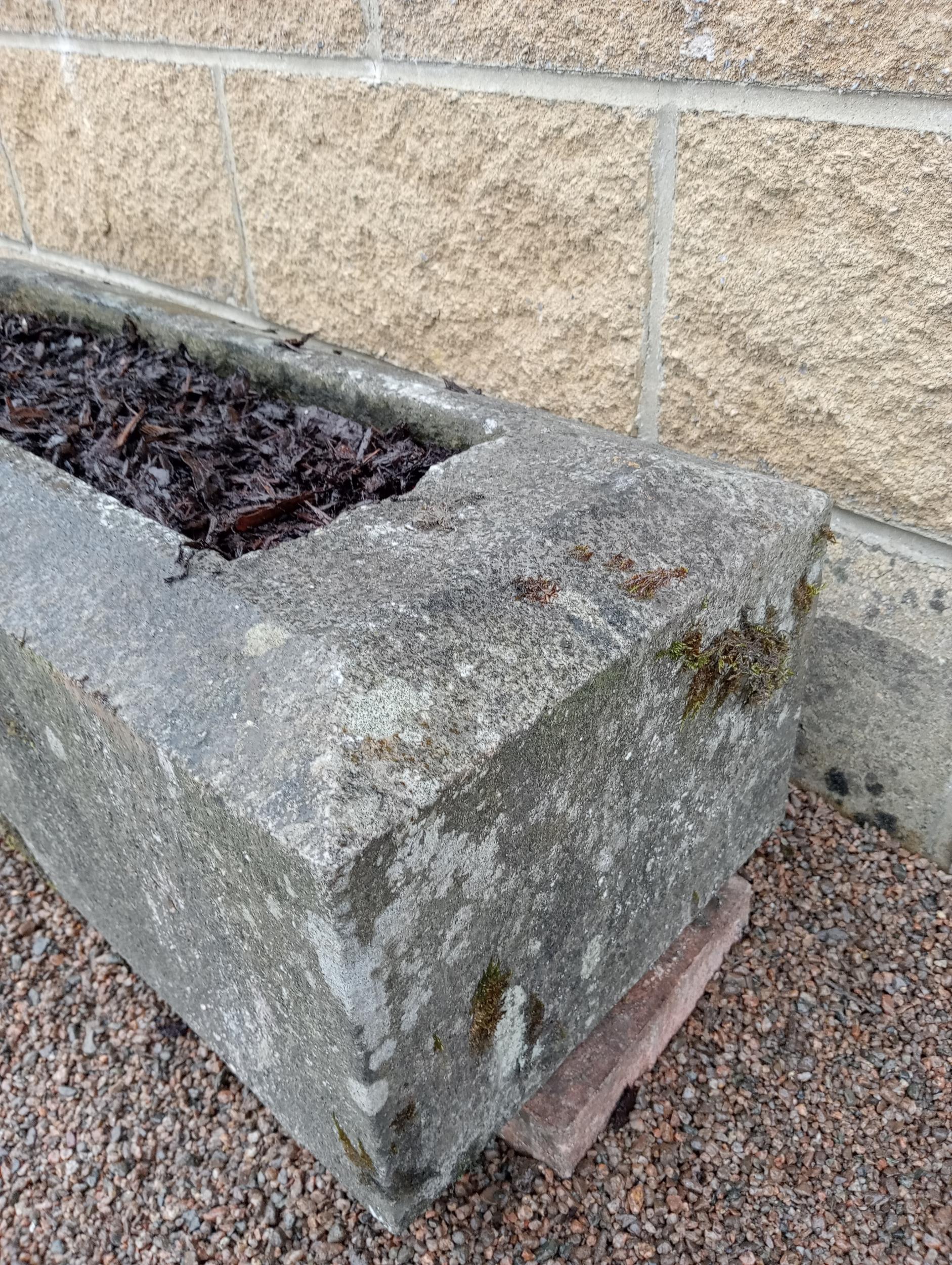 Stone trough planter {H 25cm x W 90cm x D 34cm }. (NOT AVAILABLE TO VIEW IN PERSON) - Image 3 of 3