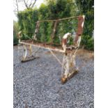 Wrought iron garden bench - in need of restoration {95 cm H x 120 cm W x 58 cm D}.