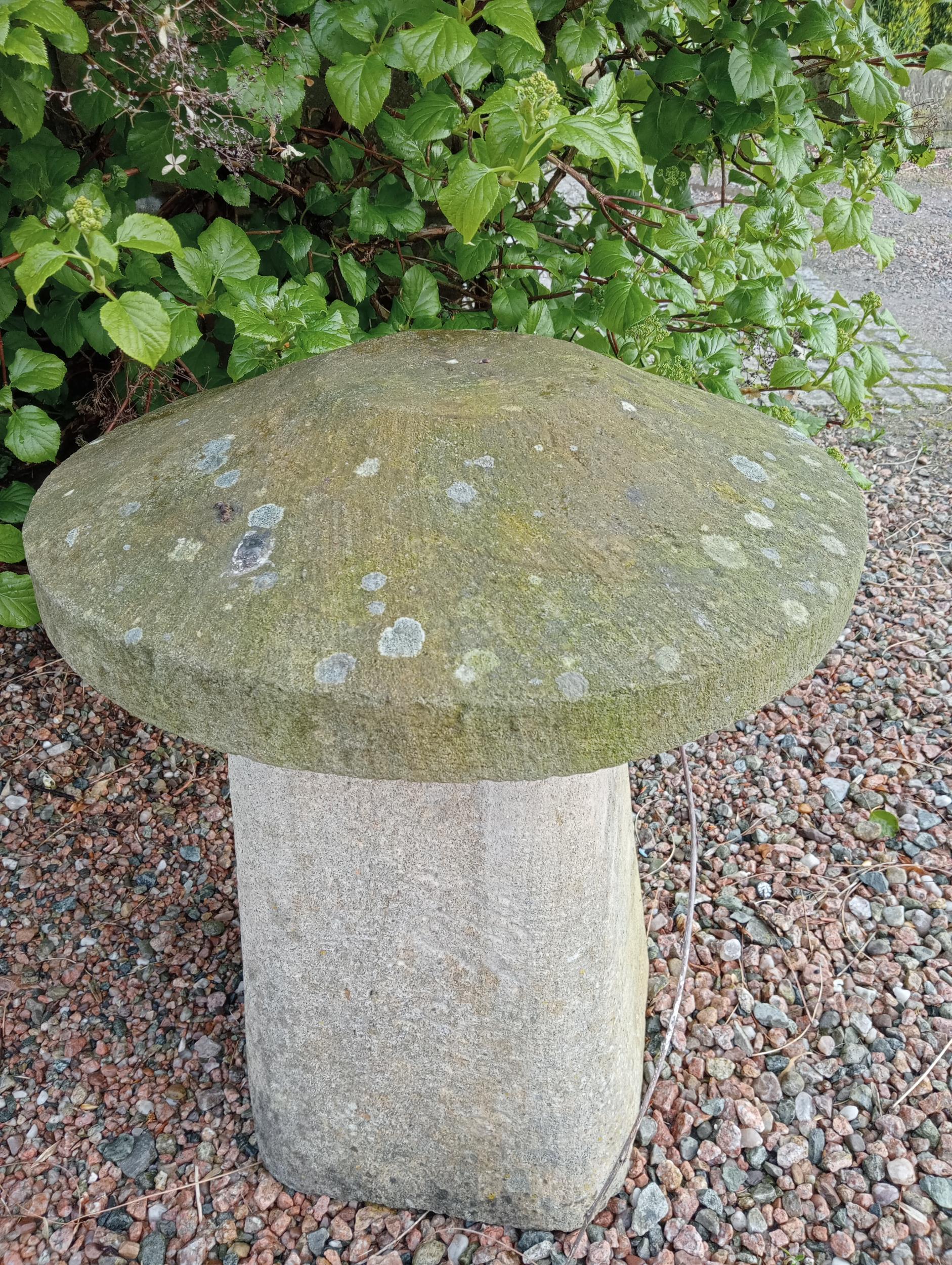 Sandstone staddle stone {H 74cm x Dia 52cm }. (NOT AVAILABLE TO VIEW IN PERSON)