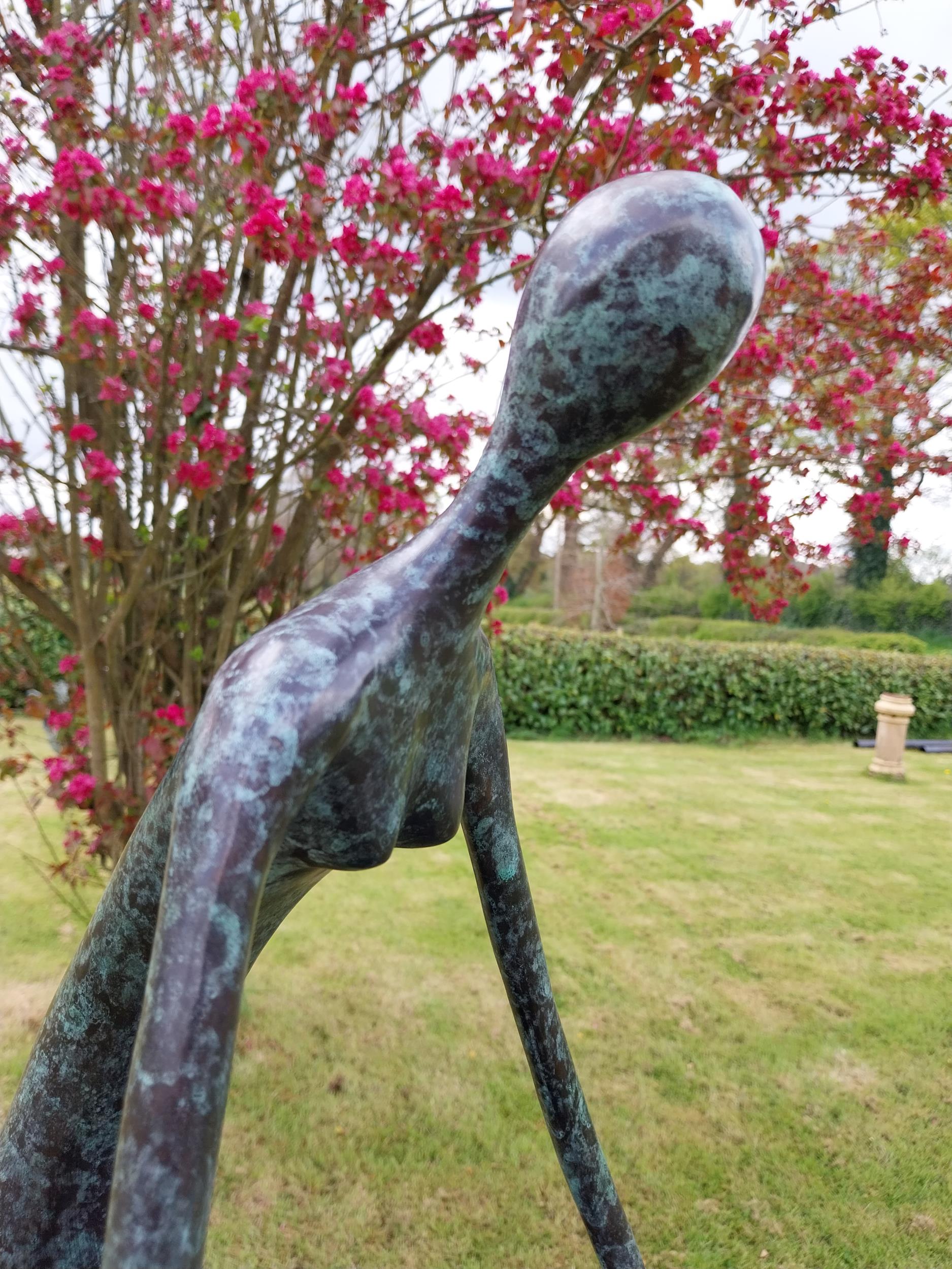 Exceptional quality contemporary bronze sculpture 'The Crouching Lady' raised on slate plinth { - Image 6 of 10