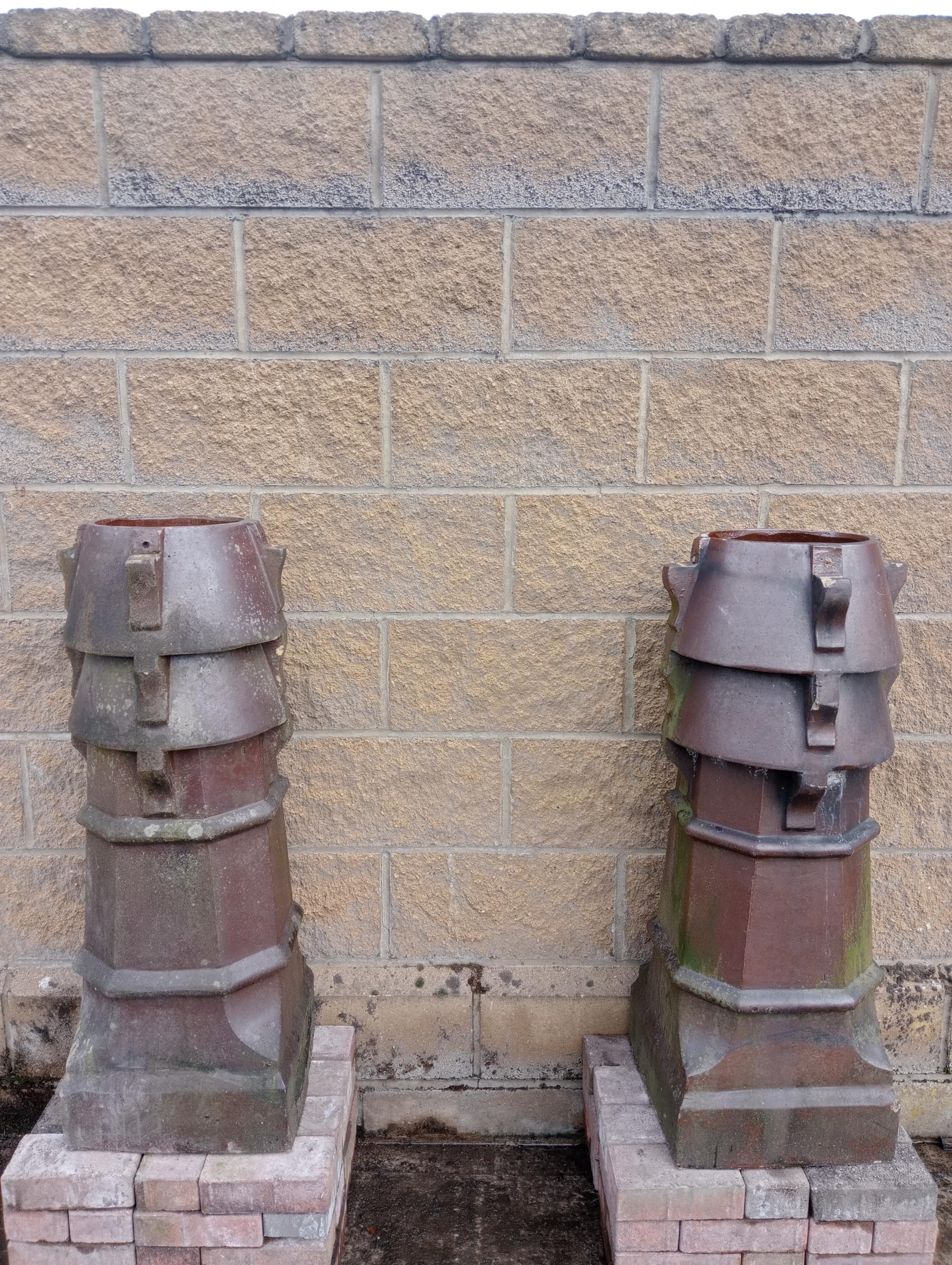 Pair of salt glazed Louvre chimney pots {H 96cm x 36 x 36 }.
