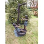 Exceptional quality bronze sculpture of Girls on swing {140 cm H x 65 cm W x 71 cm D}.