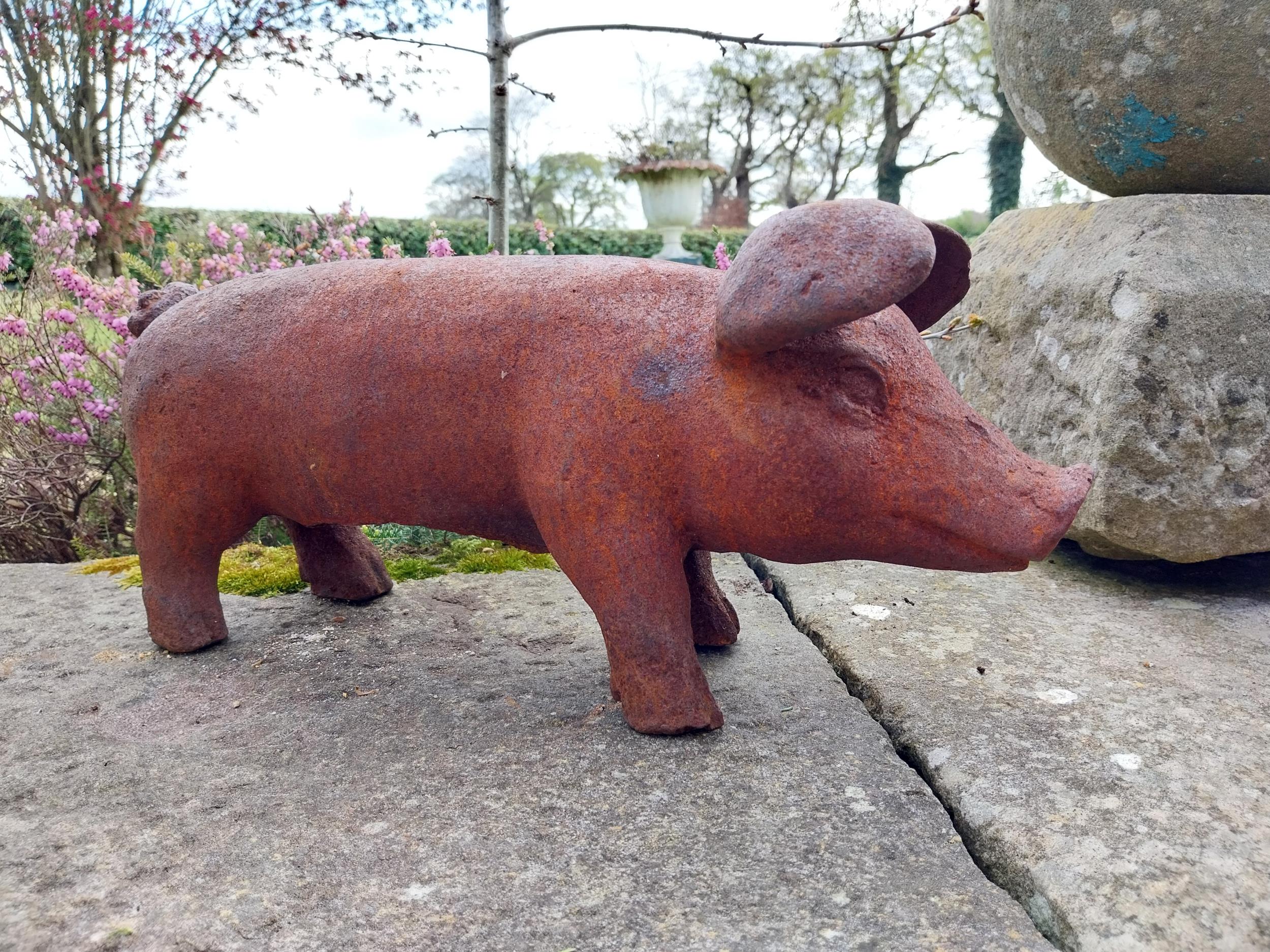 Pair of cast iron statuettes of Piglets {20 cm H x 43 cm W x 14 cm D}. - Bild 3 aus 3