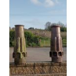 Pair of terracotta salt glazed chimney pots {H 108cm x 30cm x 30cm }. (NOT AVAILABLE TO VIEW IN