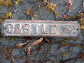 Cast iron Street sign Castle St {H 17cm x W 82cm }. (NOT AVAILABLE TO VIEW IN PERSON)