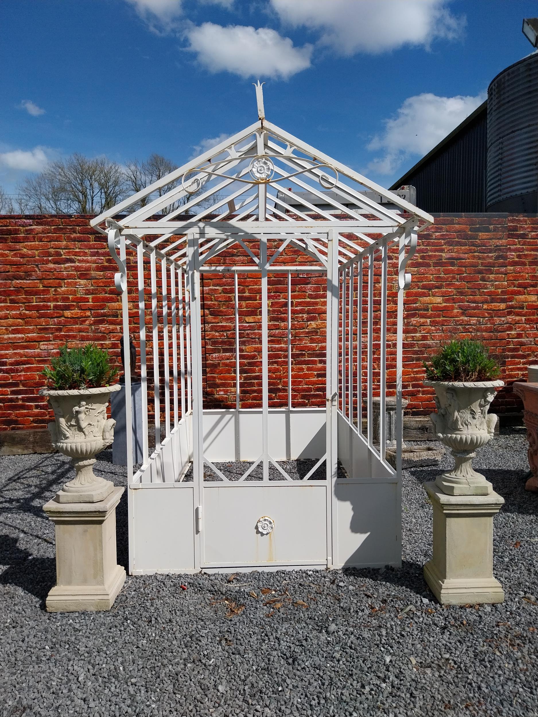 Good quality wrought iron French greenhouse in the Victorian style glass included {257 cm H x 170 cm