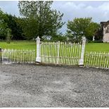Rare 19th C. set of enterence gates and bell mount with pair of cast iron gate posts