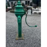 19th C. Cast iron Ballymena cow tail pump {130cm H x 87cm W x 48cm D}