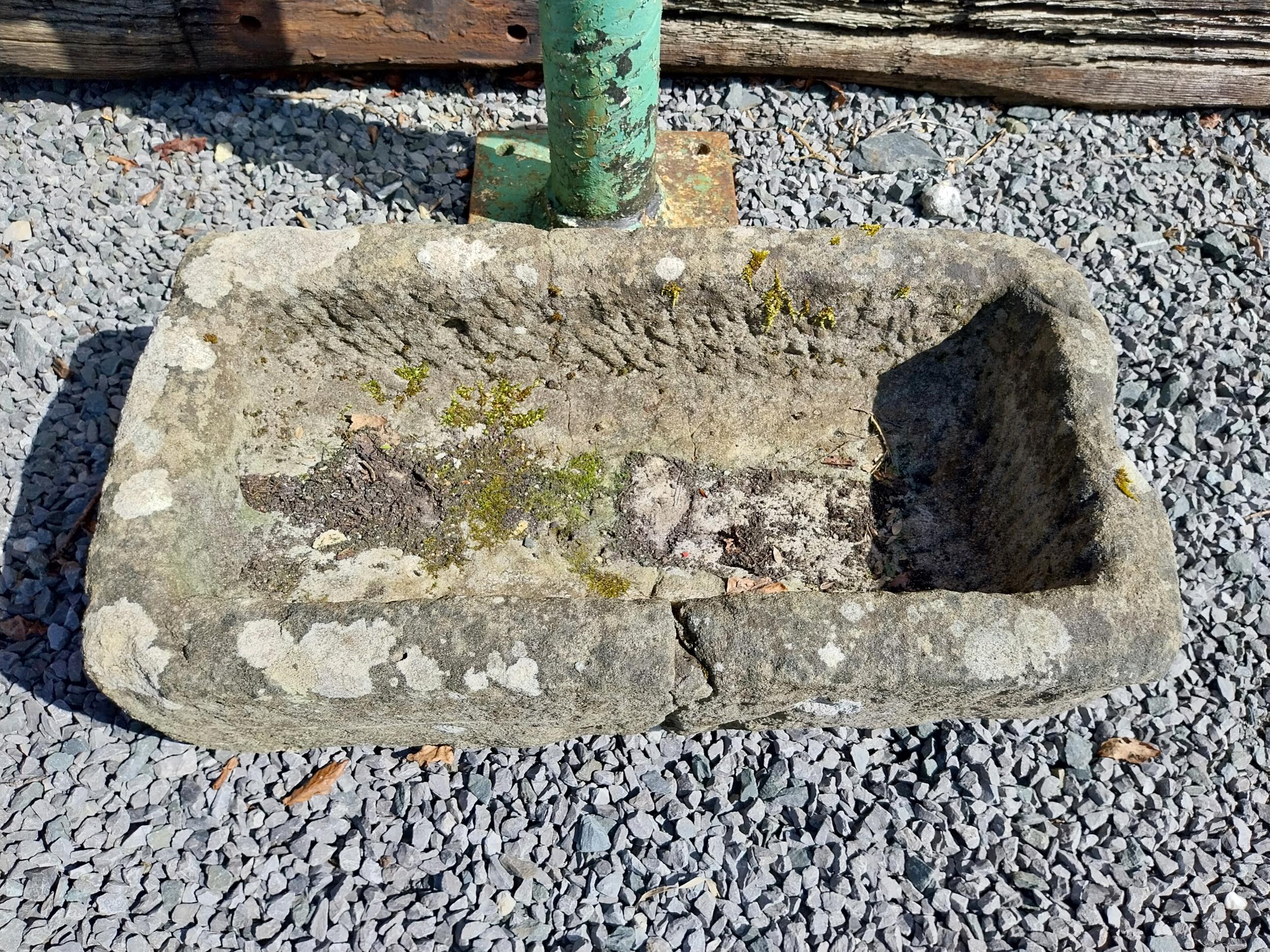 19th C. sandstone rectangular trough {22 cm H x 73 cm W x 40 cm D}.