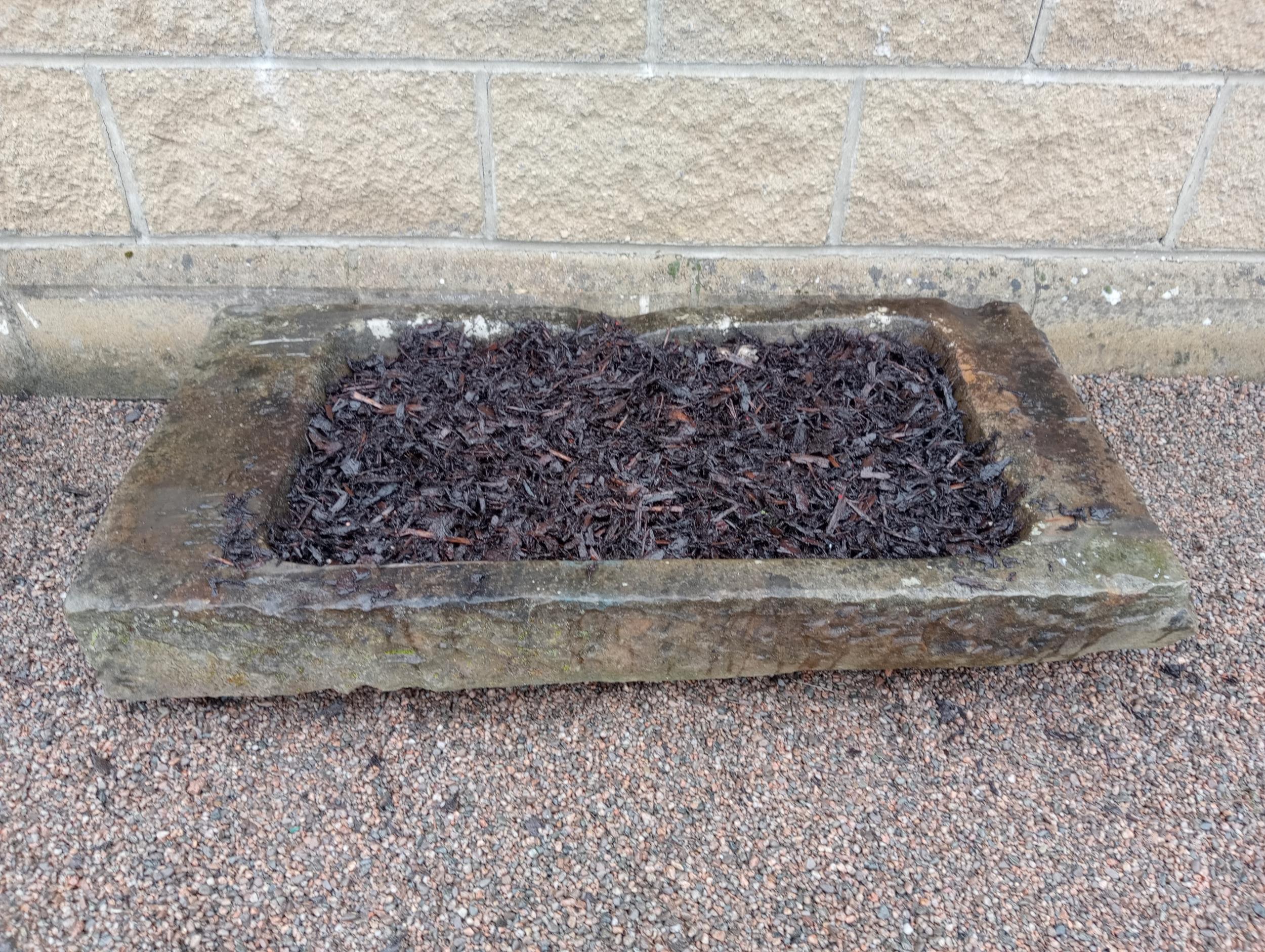 Sandstone trough c{H 16cm x W 117cm x D 55cm }. (NOT AVAILABLE TO VIEW IN PERSON)