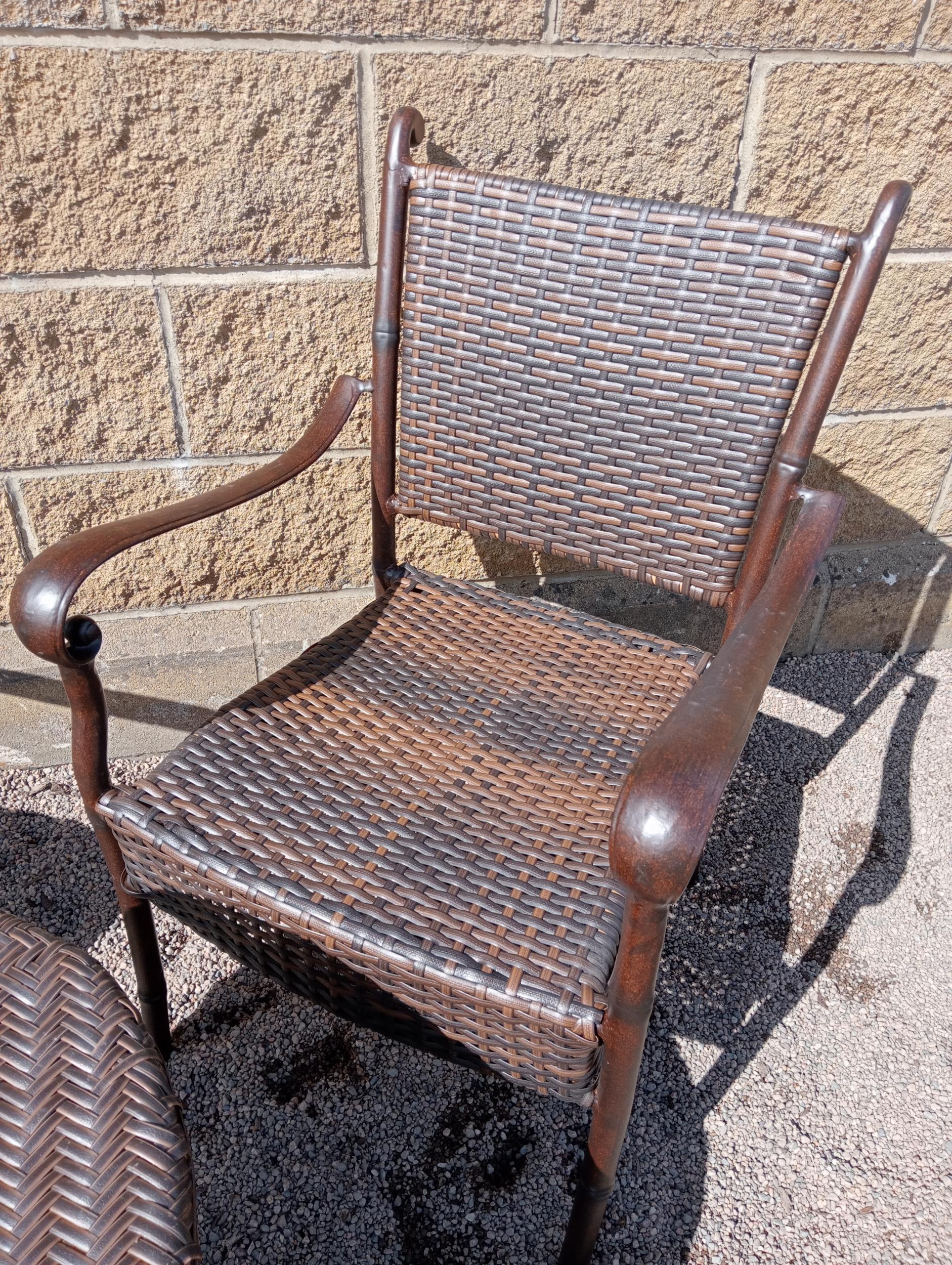 Rattan garden table and two chairs {Table H 56cm x Dia 60cm Chairs H 86cm x W 57cm x D 52cm }. ( - Image 3 of 4