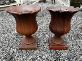 Pair of 19th C. glazed stoneware urns {45cm H x 29cm Dia.}