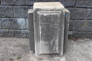 19th C. sandstone pedestal {H 74cm x W 57cm x D 44cm }. (NOT AVAILABLE TO VIEW IN PERSON)