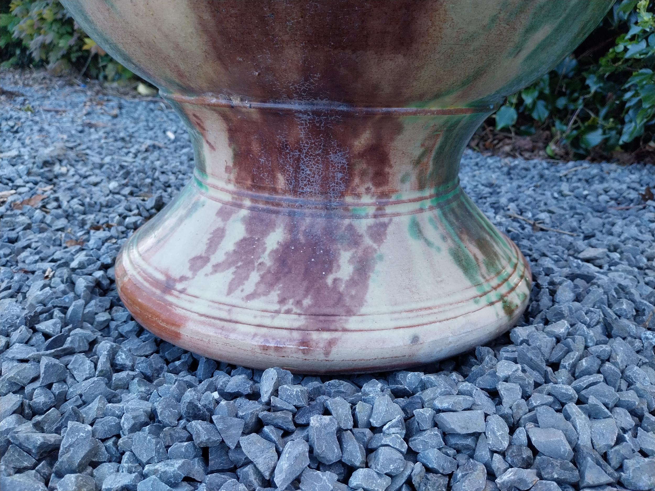Good quality glazed terracotta Boisset Anduze urn signed (1992) {72 cm H x 56 cm Dia.}. - Image 5 of 9