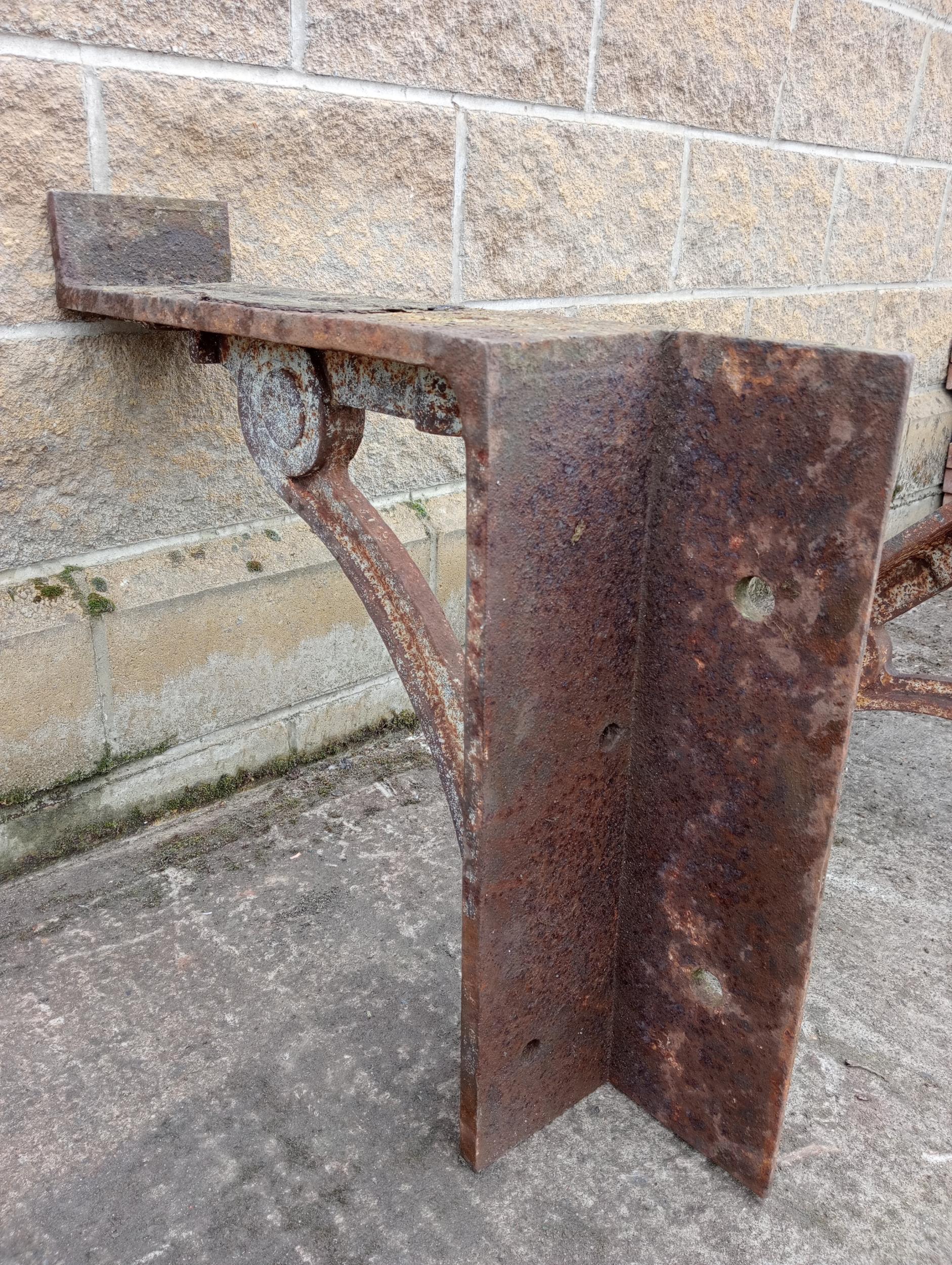 Pair of large heavy cast iron brackets {H 60cm x W 16cm x D 72cm }. (NOT AVAILABLE TO VIEW IN - Image 2 of 2